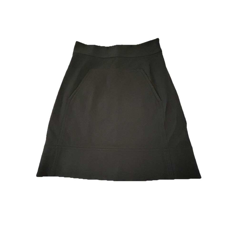 Diane Von Furstenberg Black Wool A-Line Skirt Womens SZ 2 Pockets